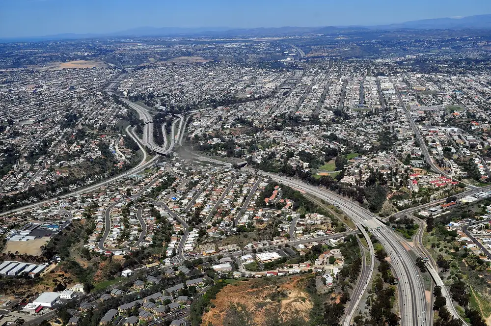 Aerial view of Interstate 805 in San Diego