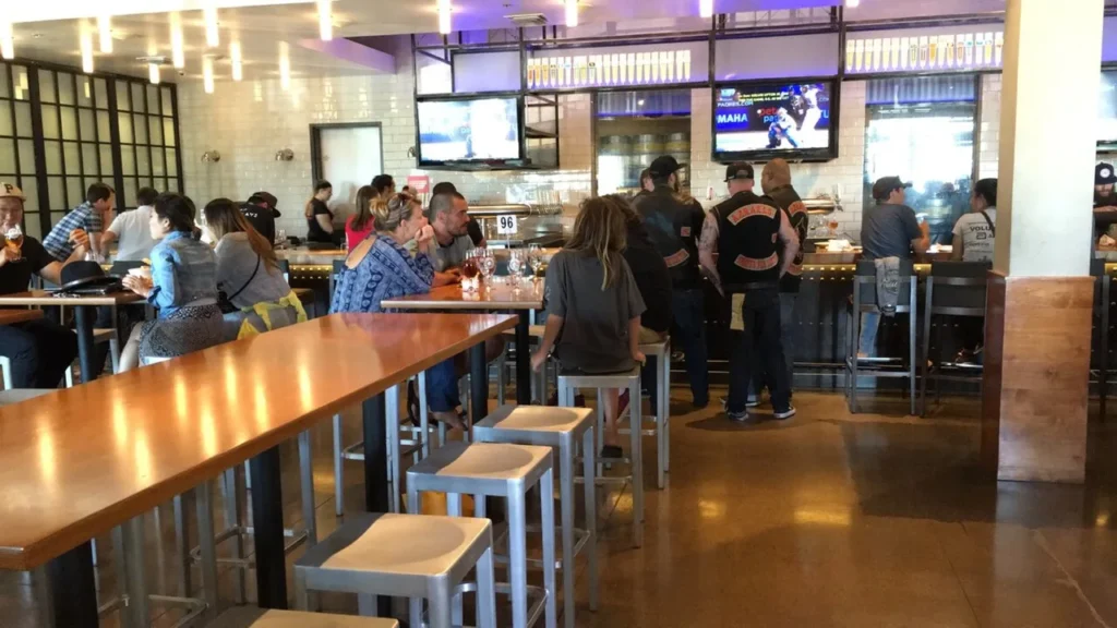Bar and tasting room at a Ballast Point brewery in San Diego