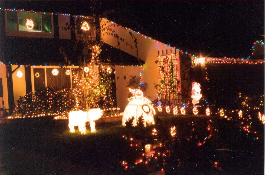 Christmas lights display on a San Diego home