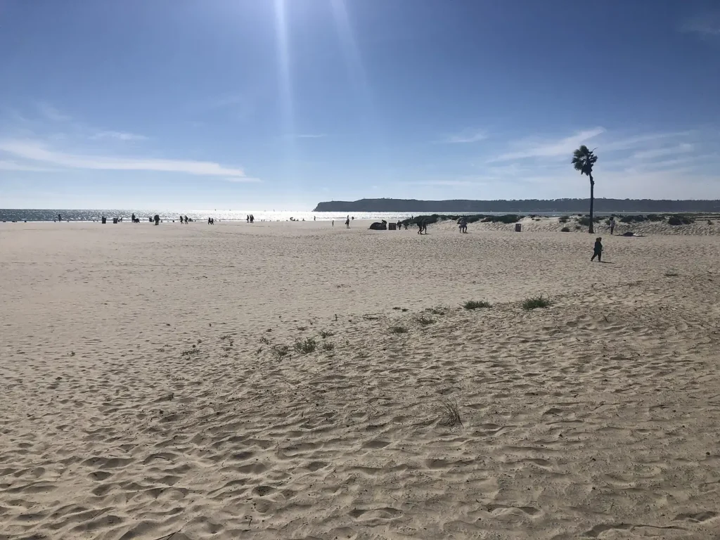 Wide sandy Coronado Beach on a sunny day