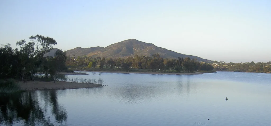 Cowles Mountain over Lake Murray in San Diego