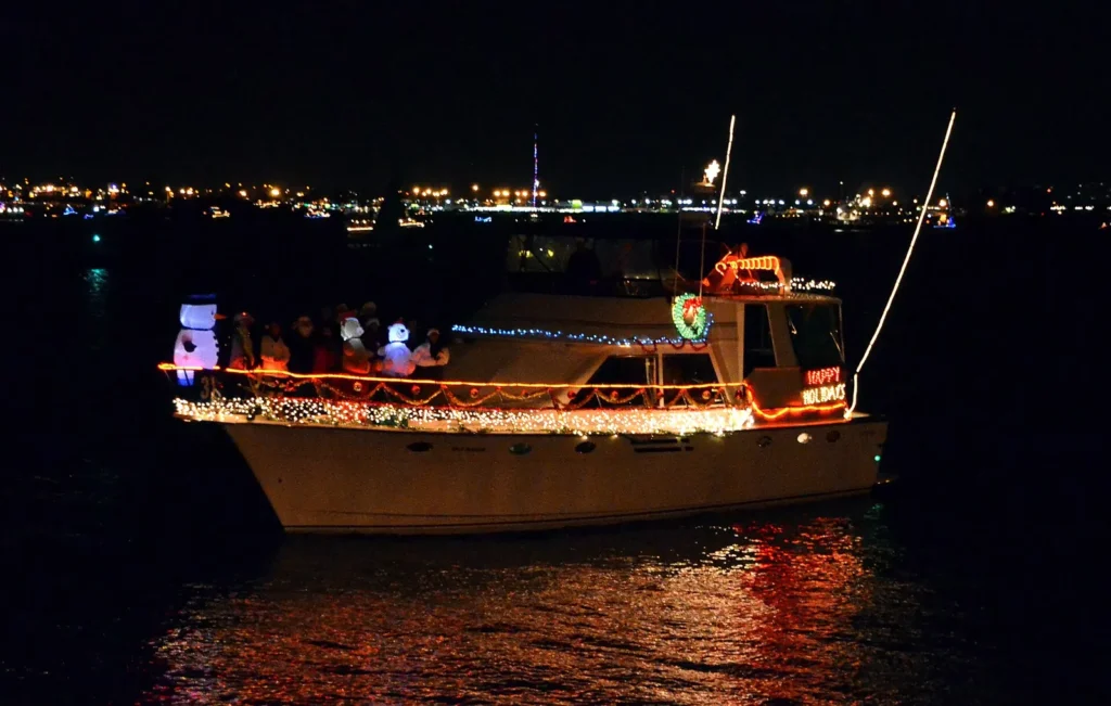 Decorated boat in the San Diego Bay Parade of Lights