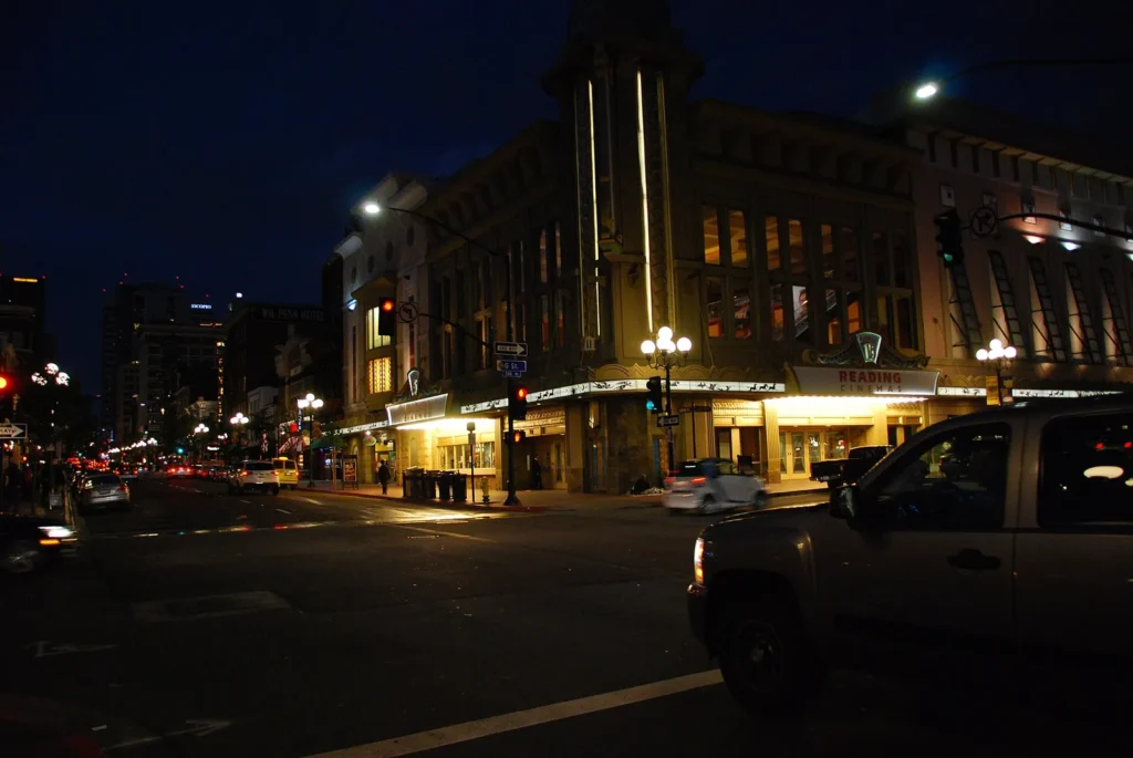 Gaslamp Quarter restaurants at night