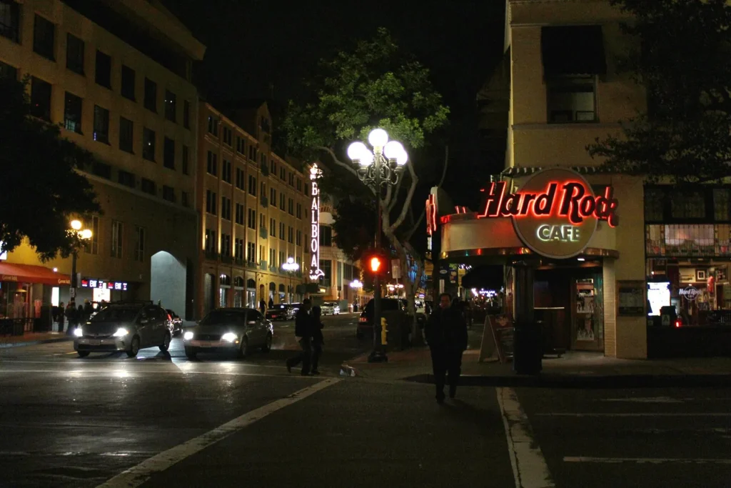 Historic Gaslamp Quarter at night