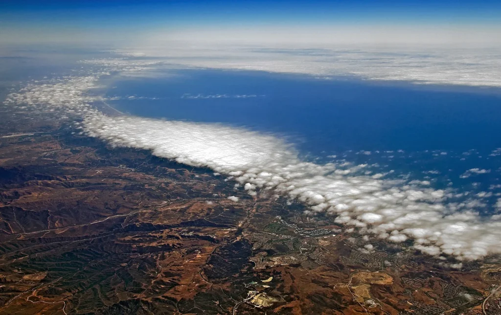 The marine layer over the Southern California coast