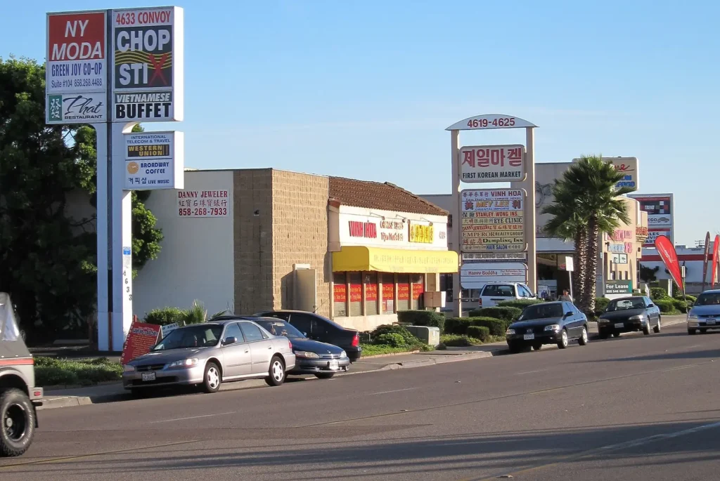 Businesses on Convoy Street in Kearney Mesa neighborhood of San Diego (between Balboa Ave