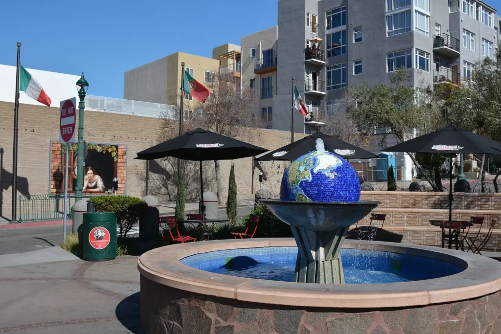 Piazza fountain in Little Italy, San Diego