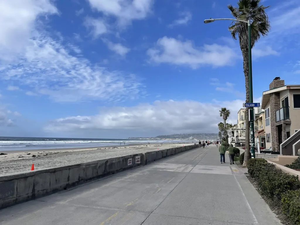 The Mission Beach boardwalk, a popular route for cyclists