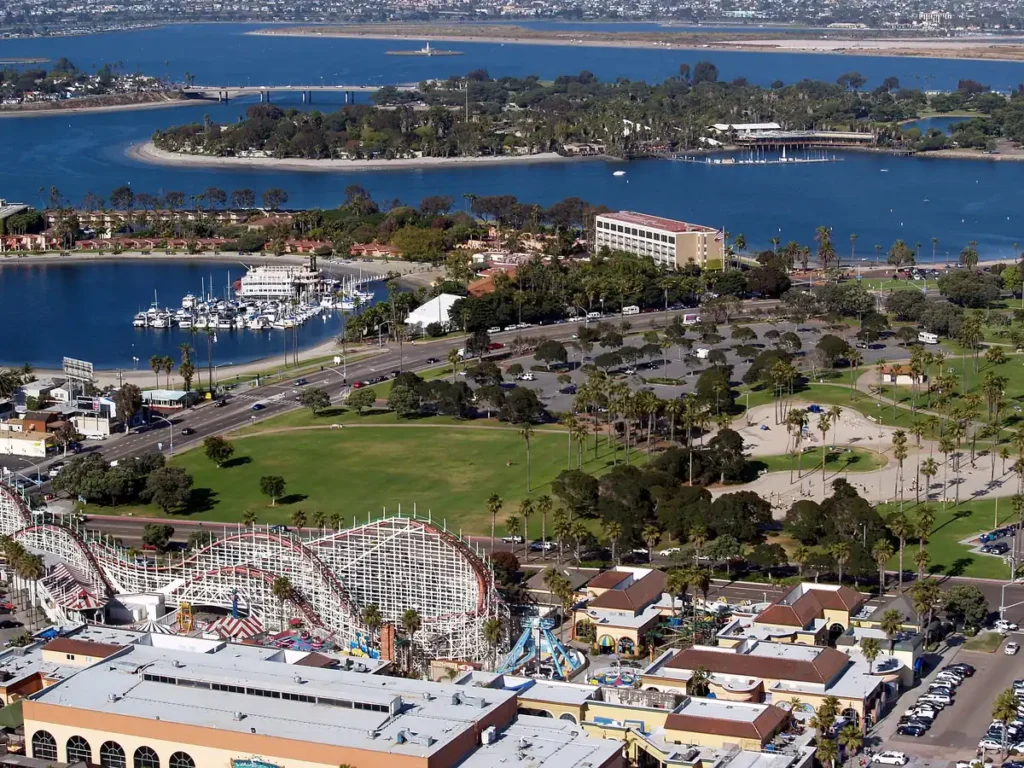 Mission Bay in San Diego, California looking to the east-northeast
