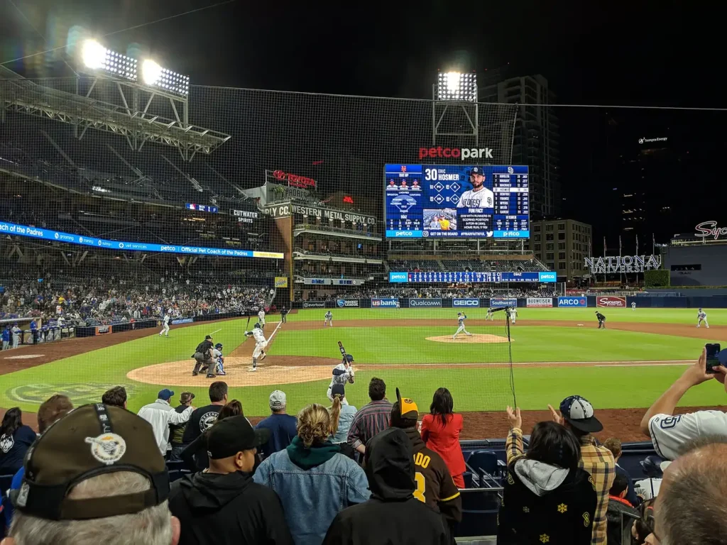 Padres game under the lights at Petco Park