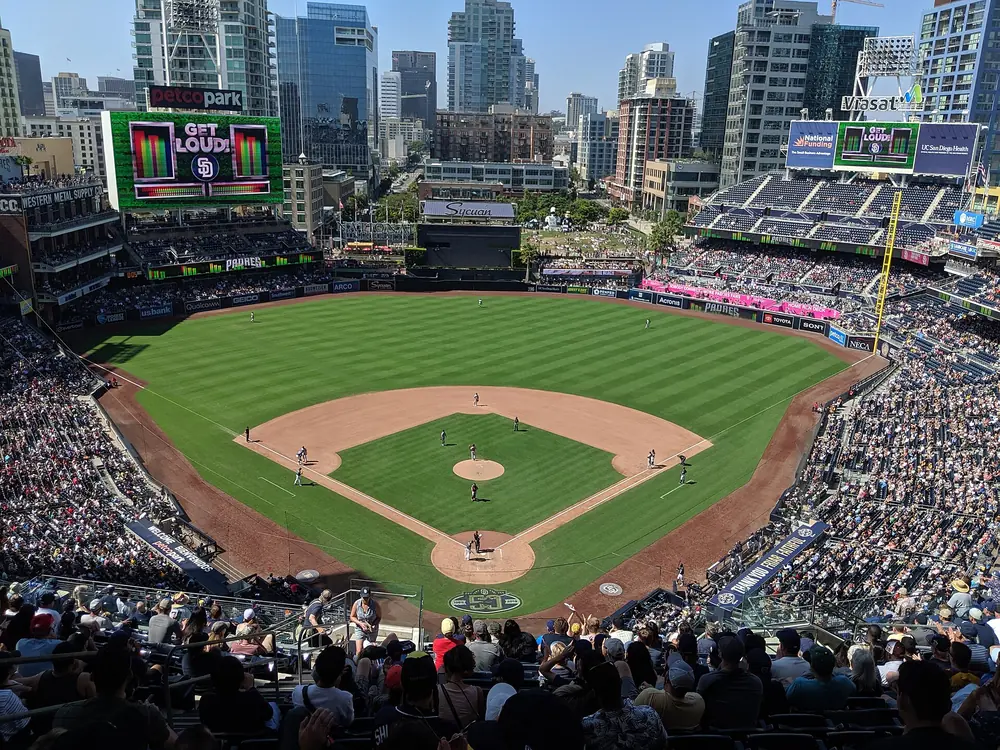A Padres game at Petco Park in downtown San Diego