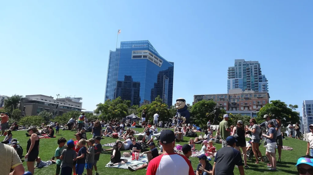 Fans picnicking in the Park at the Park beside Petco Park