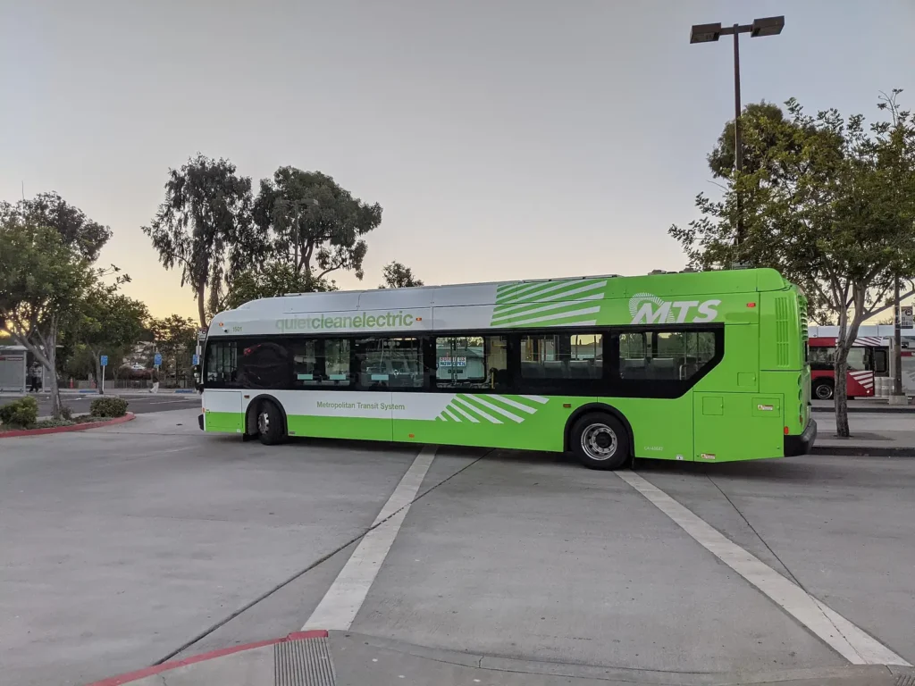 Clean air electric bus used by San Diego MTS
