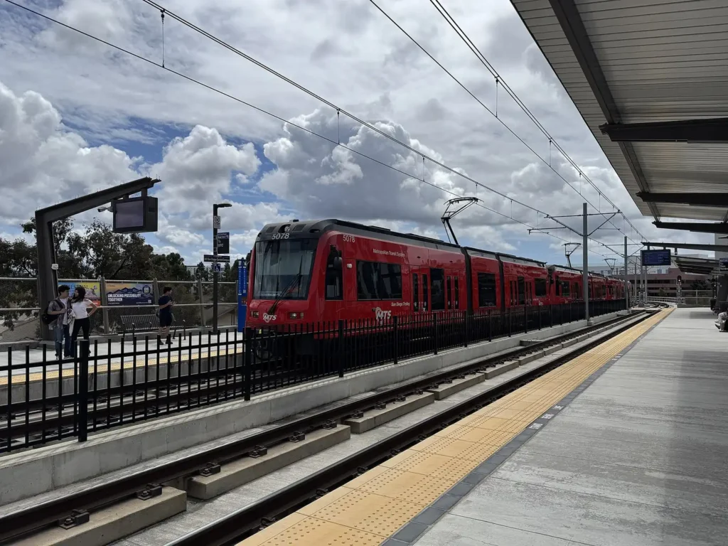 San Diego Trolley car at UC San Diego Central Campus Station