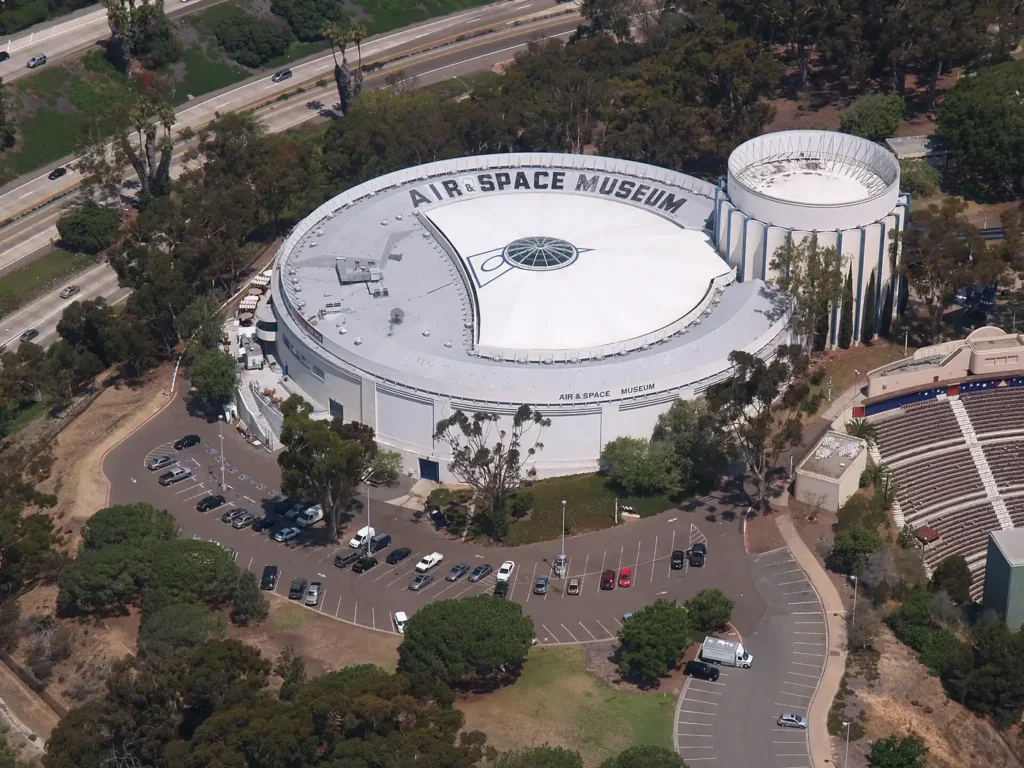 The San Diego Air and Space Museum as seen from overhead
