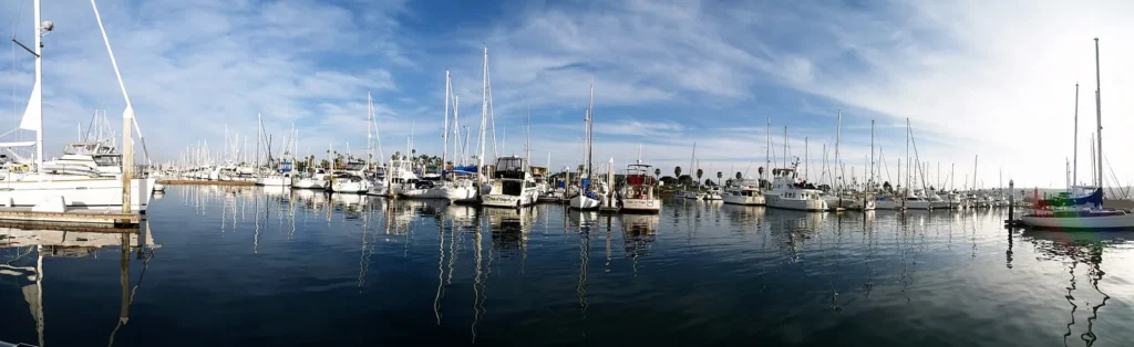 Panorama of Shelter Island Marina, San Diego, California