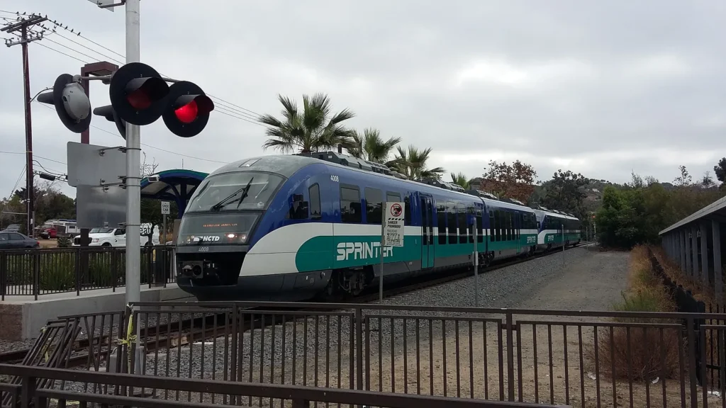 An NCTD Sprinter train at Buena Creek station in Vista
