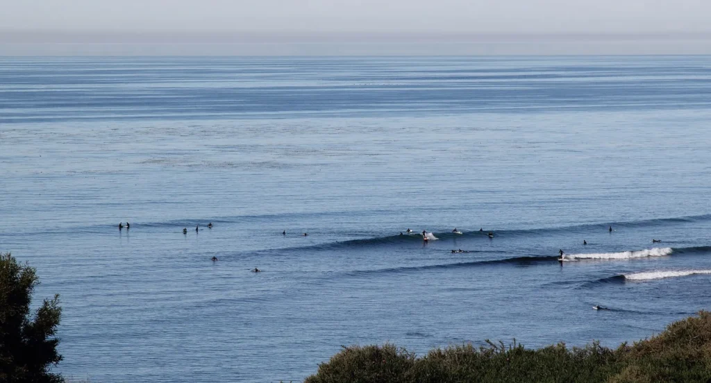 Swamis, a well-known surfing location in Encinitas, California, Swami's