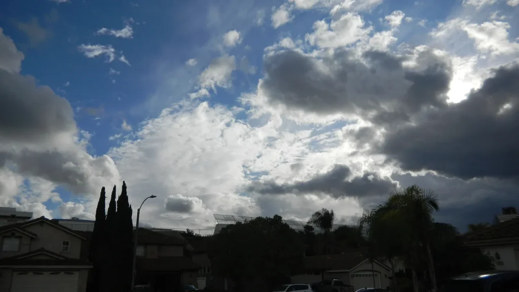 Temp San Diego January: There are clouds that are moving, on the right, rain clouds are moving in Chula Vista for a